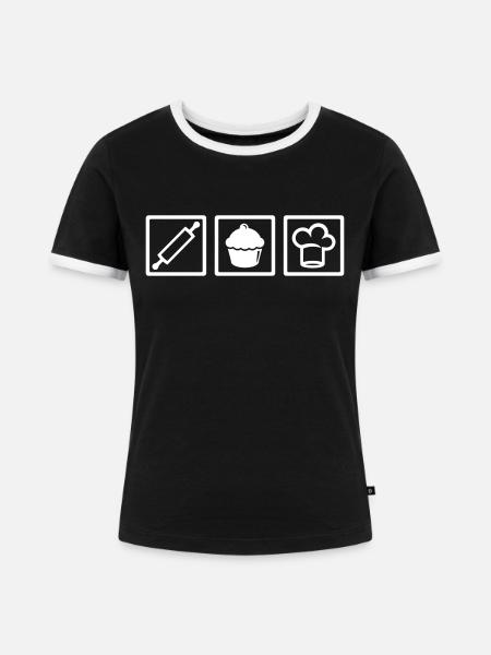 Konditor - Frauen Kontrast-T-Shirt - Schwarz/Weiß