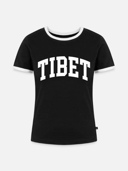 Tibet - Frauen Kontrast-T-Shirt - Schwarz/Weiß