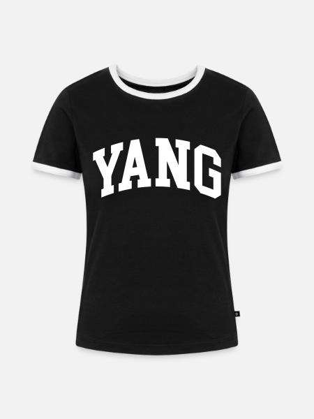 Yang - Frauen Kontrast-T-Shirt - Schwarz/Weiß