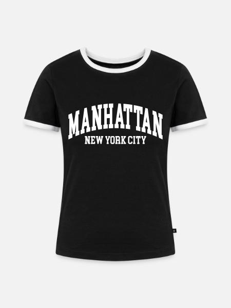 Manhatten - Frauen Kontrast-T-Shirt - Schwarz/Weiß