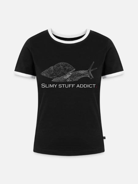 Schleimiges Zeug süchtig - Frauen Kontrast-T-Shirt - Schwarz/Weiß