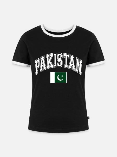 Pakistan Flagge - Frauen Kontrast-T-Shirt - Schwarz/Weiß