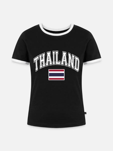 Thailand Flagge - Frauen Kontrast-T-Shirt - Schwarz/Weiß