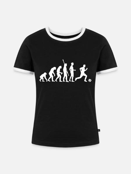 evolution_fussball_weiss - Frauen Kontrast-T-Shirt - Schwarz/Weiß