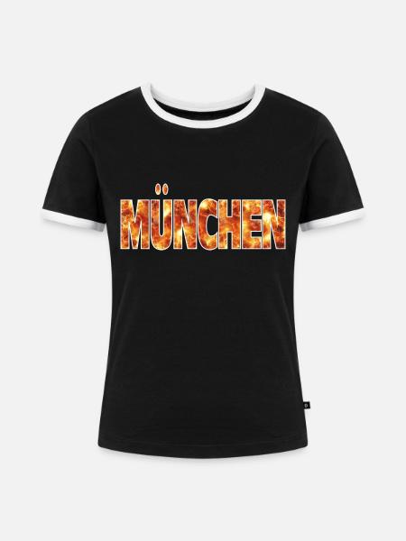 München - Frauen Kontrast-T-Shirt - Schwarz/Weiß