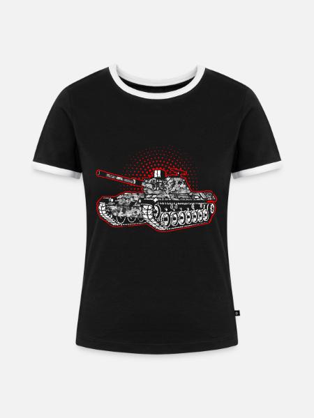 Panzer - Frauen Kontrast-T-Shirt - Schwarz/Weiß