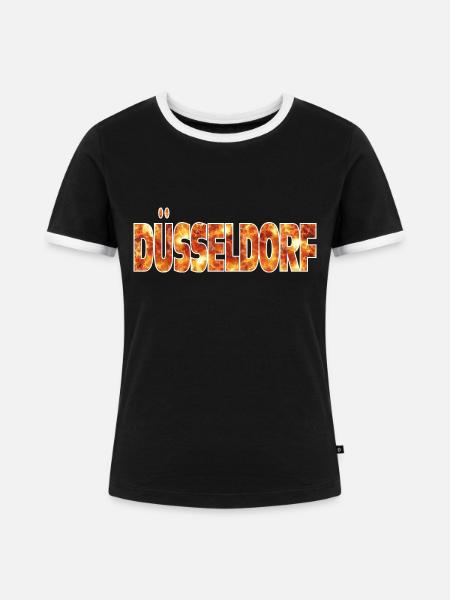 Düsseldorf - Frauen Kontrast-T-Shirt - Schwarz/Weiß