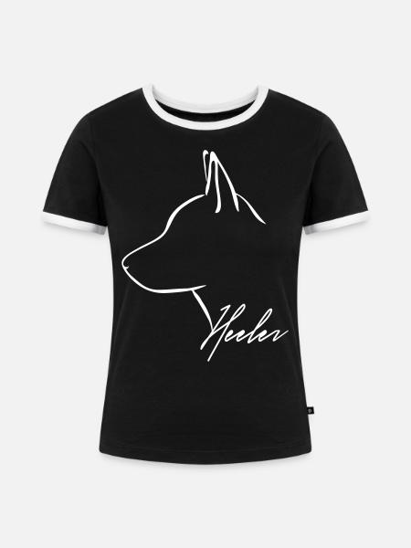 HEELER Profil Wilsigns - Frauen Kontrast-T-Shirt - Schwarz/Weiß