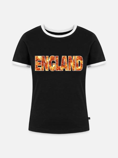 England - Frauen Kontrast-T-Shirt - Schwarz/Weiß