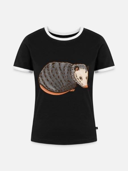 Opossum - Frauen Kontrast-T-Shirt - Schwarz/Weiß