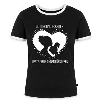 Mutter Tochter Outfit Mama Sohn Familie Baby - Frauen Kontrast-T-Shirt - Schwarz/Weiß - Vorne - Selfina (174cm)