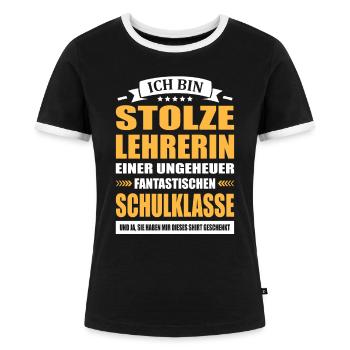 Ich Bin Stolze Lehrerin Abschied Schulklasse - Frauen Kontrast-T-Shirt - Schwarz/Weiß - Vorne - Selfina (174cm)
