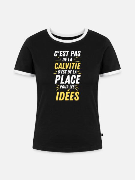 Kahlheit? Raum für Ideen - Frauen Kontrast-T-Shirt - Schwarz/Weiß
