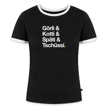 Kurztrip Kreuzberg - Frauen Kontrast-T-Shirt - Schwarz/Weiß - Vorne - Selfina (174cm)