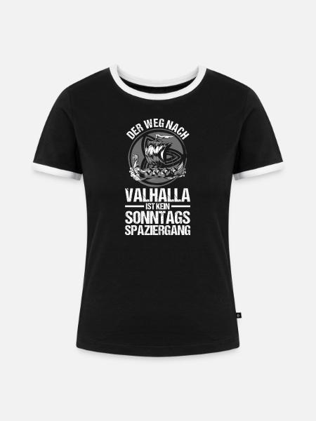 Mittelalter Schildwall Mittelaltermarkt Wikinger - Frauen Kontrast-T-Shirt - Schwarz/Weiß