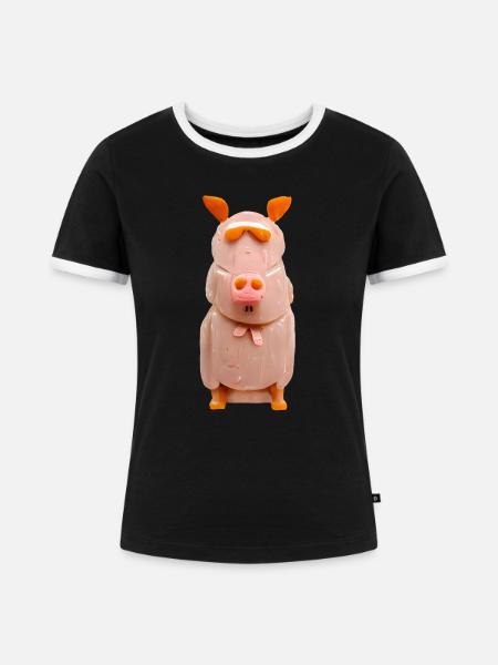 Schwein Cool - Frauen Kontrast-T-Shirt - Schwarz/Weiß