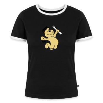 Diplombär (3f) - Frauen Kontrast-T-Shirt - Schwarz/Weiß - Vorne - Selfina (174cm)