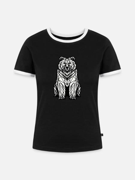 Bär Polygon - Frauen Kontrast-T-Shirt - Schwarz/Weiß