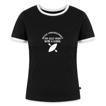 Kajak Kajakfahren - Frauen Kontrast-T-Shirt - Schwarz/Weiß - Vorne - Selfina (174cm)