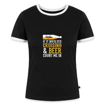 Kreuzfahrt Kreuzfahrtschiff - Frauen Kontrast-T-Shirt - Schwarz/Weiß - Vorne - Selfina (174cm)