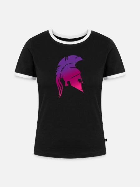 Sparta Design, violett - Frauen Kontrast-T-Shirt - Schwarz/Weiß