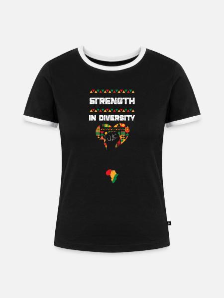 Strength in Diversity - Frauen Kontrast-T-Shirt - Schwarz/Weiß