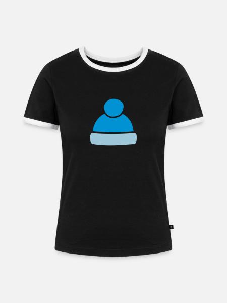 Mütze - Frauen Kontrast-T-Shirt - Schwarz/Weiß