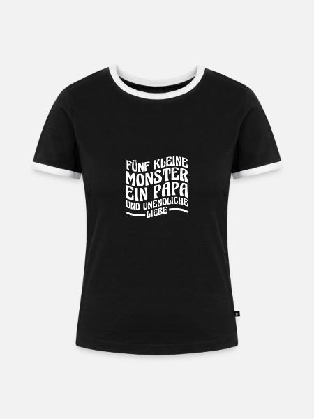 Papa Von 5 Kindern - Frauen Kontrast-T-Shirt - Schwarz/Weiß