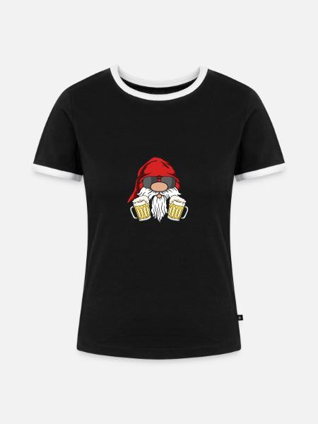 Weihnachten Weihnachtswichtel Weihnachtsgnom - Frauen Kontrast-T-Shirt - Schwarz/Weiß