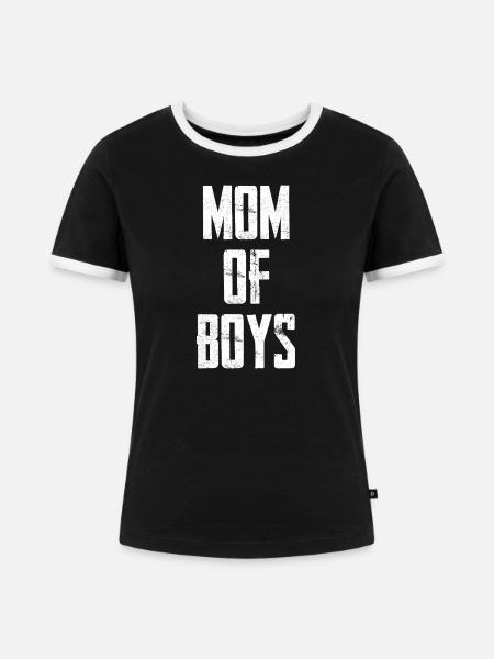 Mom Of Boys - Frauen Kontrast-T-Shirt - Schwarz/Weiß