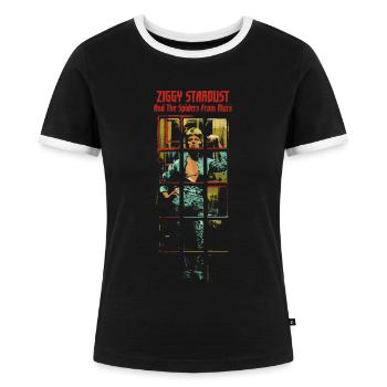 David Bowie Ziggy Stardust Album Cover - Frauen Kontrast-T-Shirt - Schwarz/Weiß - Vorne - Selfina (174cm)