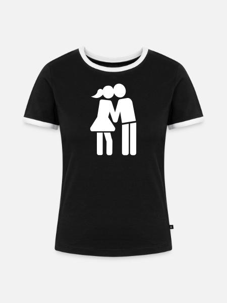 Paar Kuss - Frauen Kontrast-T-Shirt - Schwarz/Weiß
