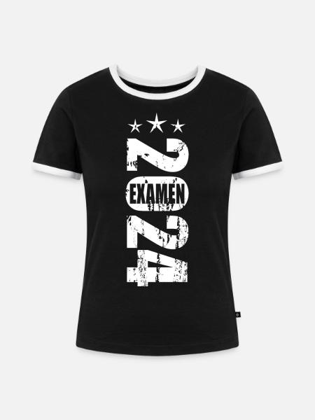 Examen 2024 - Frauen Kontrast-T-Shirt - Schwarz/Weiß