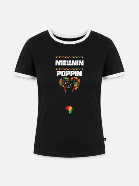 Melanin Poppin - Frauen Kontrast-T-Shirt - Schwarz/Weiß