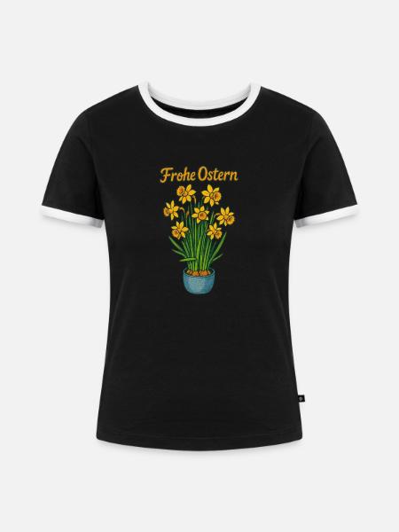 Frohe Ostern - Frauen Kontrast-T-Shirt - Schwarz/Weiß