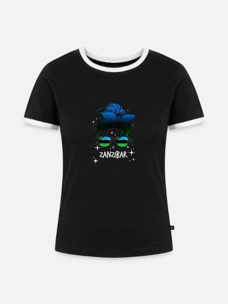 Zanzibar - Frauen Kontrast-T-Shirt - Schwarz/Weiß