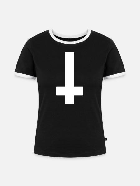 Inverted Cross - Frauen Kontrast-T-Shirt - Schwarz/Weiß