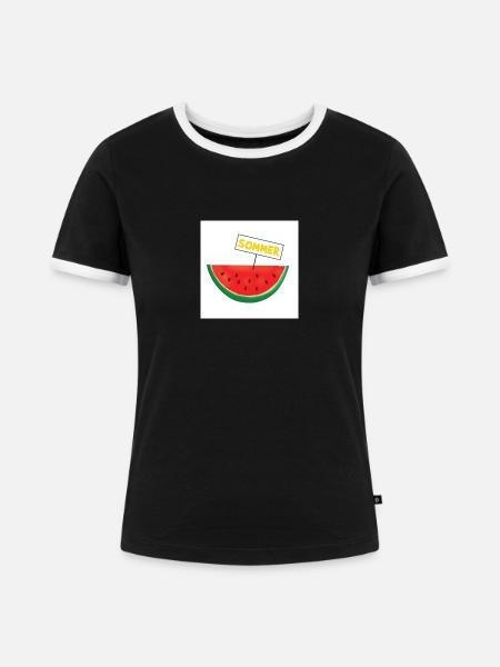 Summertime - Frauen Kontrast-T-Shirt - Schwarz/Weiß