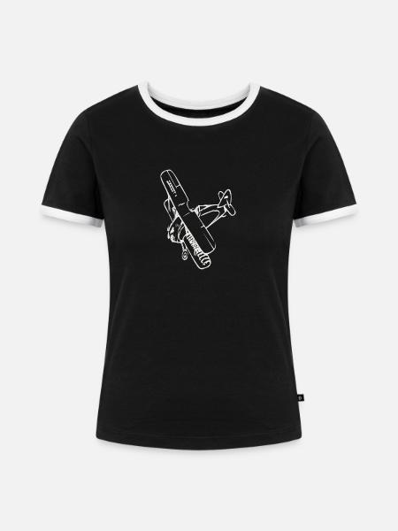 Airplane - Frauen Kontrast-T-Shirt - Schwarz/Weiß