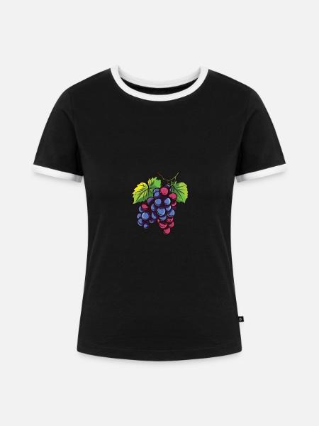 Weintrauben - Frauen Kontrast-T-Shirt - Schwarz/Weiß