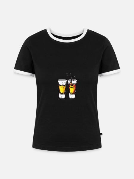 Tequila Gläser Vodka - Frauen Kontrast-T-Shirt - Schwarz/Weiß
