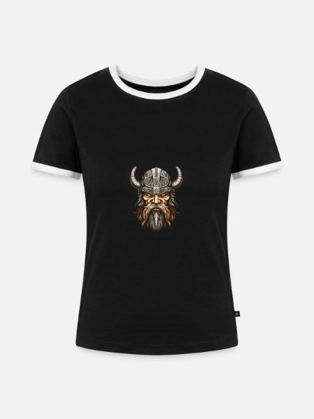 Wikinger Krieger Valhalla Odin - Frauen Kontrast-T-Shirt - Schwarz/Weiß