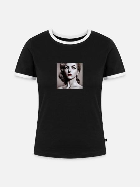 Pin Up Girl 2 - Frauen Kontrast-T-Shirt - Schwarz/Weiß