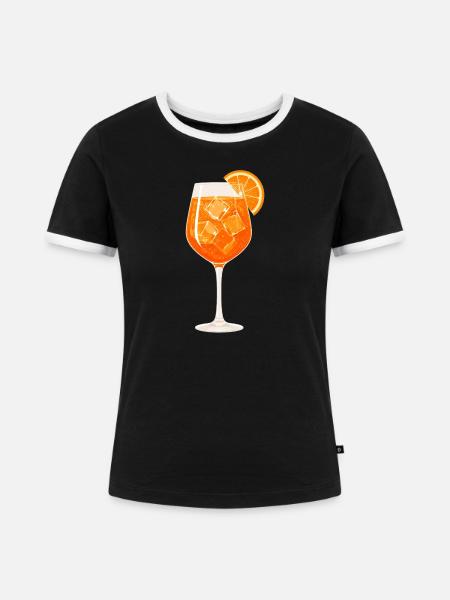 Cocktail mit Orange - Frauen Kontrast-T-Shirt - Schwarz/Weiß