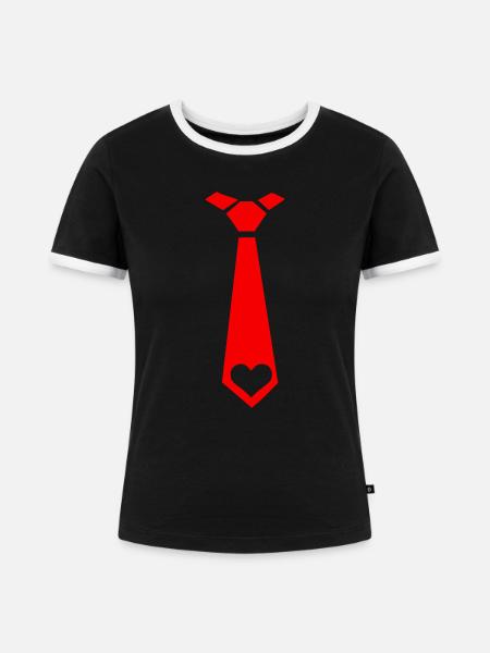 Krawatte - Frauen Kontrast-T-Shirt - Schwarz/Weiß