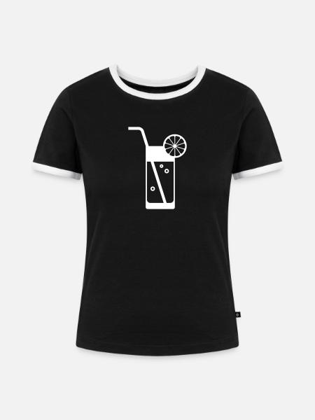 Orangensaft - Frauen Kontrast-T-Shirt - Schwarz/Weiß