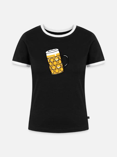 Bierkrug, Schoppen, Maß - Frauen Kontrast-T-Shirt - Schwarz/Weiß