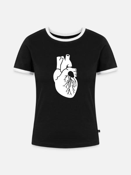 Herz - Frauen Kontrast-T-Shirt - Schwarz/Weiß
