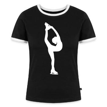 Eiskunstlauf - Frauen Kontrast-T-Shirt - Schwarz/Weiß - Vorne - Selfina (174cm)