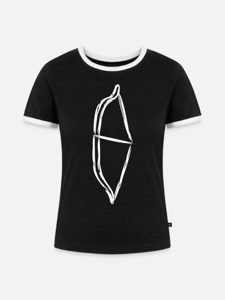Bogen Skizze - Frauen Kontrast-T-Shirt - Schwarz/Weiß